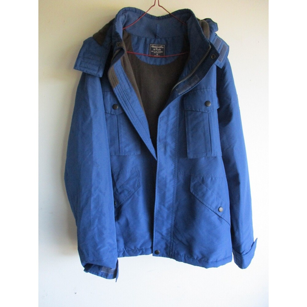 Abercrombie & Fitch Men’s All Season Wind & Water Resistant Hooded Jacket M Blue